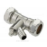 Bonfix vernikkelde knelkoppeling met aftap 15mm 82680AN