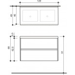 Detremmerie Cover wastafel dubbel met onderkast 120x49cm met 2 laden negro oak 024120SM1