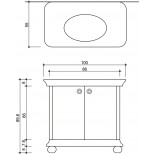 Detremmerie Dolce Vita onderbouwkast met wastafel met 2 deuren 100cm wit/bloem 014100DSM14