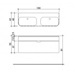 Detremmerie F50 onderbouwkast met 1 lade met wastafel dubbel keramiek 130cm mat wit 030130SM1