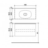 Detremmerie Flow onderbouwkast met 1 lade met wastafel kunstmarmer 100cm incl. binnenlade met push-systeem mat wit 022100PS1
