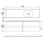 Detremmerie Flow onderbouwkast met 2 laden met wastafel kunstmarmer 200cm rechts incl. 2 binnenladen met push-systeem mat wit 022200RPS1