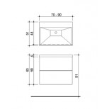 Detremmerie Pippa onderbouwkast met 2 laden met wastafel keramiek 70cm greeploos met push-systeem wit 087070PS1