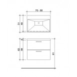 Detremmerie Pippa onderbouwkast met 2 laden met wastafel keramiek 70cm met greep wit 087070SM1