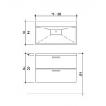 Detremmerie Pippa onderbouwkast met 2 laden met wastafel keramiek 90cm met greep wit 087090SM1