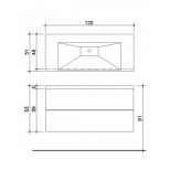 Detremmerie Pippa onderbouwkast met 2 laden met wastafel enkel keramiek 120cm greeploos met push-systeem wit 087121PS1