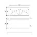Detremmerie Pippa onderbouwkast met 2 laden met wastafel dubbel keramiek 120cm greeploos met push-systeem wit 087122PS1
