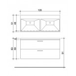 Detremmerie Pippa onderbouwkast met 2 laden met wastafel dubbel keramiek 120cm met greep wit 087122SM1