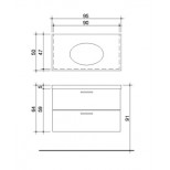 Detremmerie Pirana onderbouwkast met 2 laden met wastafel keramiek Soft-Oval 90cm wit 086090SO1