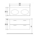 Detremmerie Pirana onderbouwkast met 2 laden met wastafel dubbel keramiek Soft-Oval 120cm wit 086120SO1