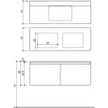 Detremmerie Woody onderbouwkast met 2 laden met wastafel dubbel keramiek 120cm afgeschuinde deur eiken 011120SMS21