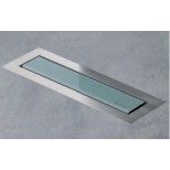 Easy Drain AquaJewels Linea Design glas glans 30cm M1 met zijuitlaat 40mm waterslot 30mm groen AJL-30-M1-30-Z4GG