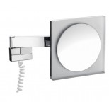 Emco scheerspiegel met LED-verlichting vierkant met snoer (factor 3) 22x22cm chroom 109606025