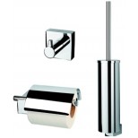 Geesa Nexx toiletset compleet met rolhouder met klep, borstelgarnituur en ophanghaak chroom 7500110