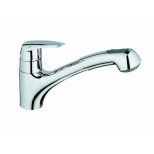 Grohe Eurodisc 1-gats keukenkraan met lage draaibare uitloop met uittrekbare handdouche chroom 32257001