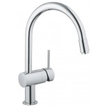 Grohe Minta 1-gats keukenkraan met draaibare ronde uitloop met uittrekbare perlator EcoJoy chroom 3291800E