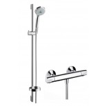 Hansgrohe Ecostat E douchekraan thermostatisch z. omstel met koppelingen met Croma 100 handdouche HOH=15cm met Unica'C glijstang 90cm chroom 27055000