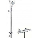 Hansgrohe Ecostat Comfort douchekraan thermostatisch z. omstel met koppelingen, Unica'C glijstang 90cm met handdouche Croma 100 chroom 27033000