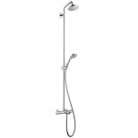 Hansgrohe Raindance Showerpipe met badkraan thermostatisch met omstel en koppelingen met Croma 100 handdouche en Croma 160 hoofddouche chroom 27143000