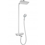 Hansgrohe Raindance Select Air 360 showerpipe: met badkraan thermostatisch, handdouche 3 jet en hoofddouche 1 jet wit/chroom 27113400