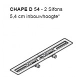 I-Drain Chape 54 deurdrain 100cm 2x uitloop 40 zonder rooster rvs ID4ZSD10002X1