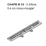 I-Drain Chape 54 muurdrain 100cm 2x uitloop 40 zonder rooster rvs ID4ZSM10002X1