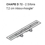 I-Drain Chape 72 deurdrain 120cm 2x uitloop 50 zonder rooster rvs ID5ZSD12002X1