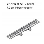 I-Drain Chape 72 muurdrain 90cm 2x uitloop 50 zonder rooster rvs ID5ZSM09002X1