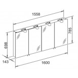 Keuco Royal 30 spiegelkast royal 30 lampglazen wit-mat zilver-gebeitst geëloxeerd 1600x785x143mm 05605171301