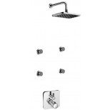 Kludi Esprit Shower family: inbouw thermostaat met omstel, hoofddouche, douchearm 25cm en 4 zijdouches chroom 561920540