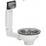 Viega gootsteenafvoer met overloopgarnituur 6/4"x114.5mm met korfplug voor gat 90mm RVS 325107