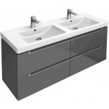 Villeroy & Boch Subway 2.0 wastafelonderbouw 128.7x44.9x52cm met 4 laden voor meubelwastafel dubbel 7175 130cm eiken grafiet A69900FQ