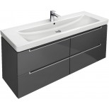 Villeroy & Boch Subway 2.0 wastafelonderbouw 128.7x44.9x41cm met 4 laden voor meubelwastafel 7176 130cm eiken grafiet A69100FQ