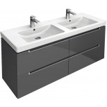 Villeroy & Boch Subway 2.0 wastafelonderbouw 128.7x44.9x41cm met 4 laden voor meubelwastafel dubbel 7175 130cm eiken grafiet A69200FQ