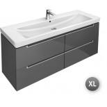 Villeroy & Boch Subway 2.0 wastafelonderbouw 128.7x44.9x52cm met 4 laden voor meubelwastafel 7176 130cm eiken grafiet A69800FQ